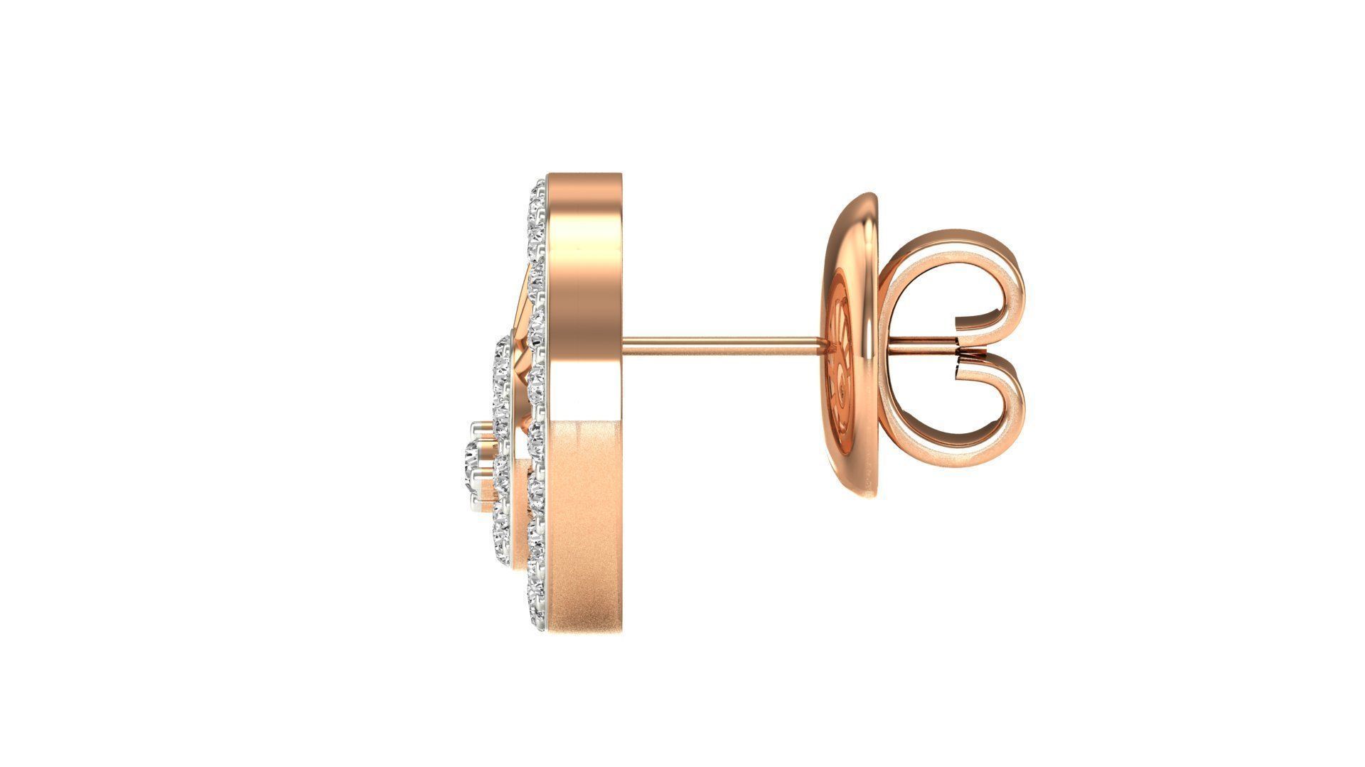 Earrings-2783 rose gold stud earrings with diamonds 3D print model_13