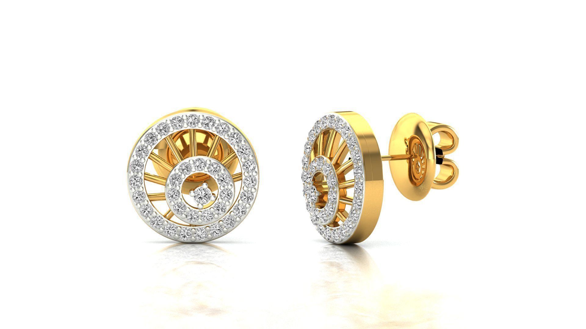 Earrings-2783 rose gold stud earrings with diamonds 3D print model_4