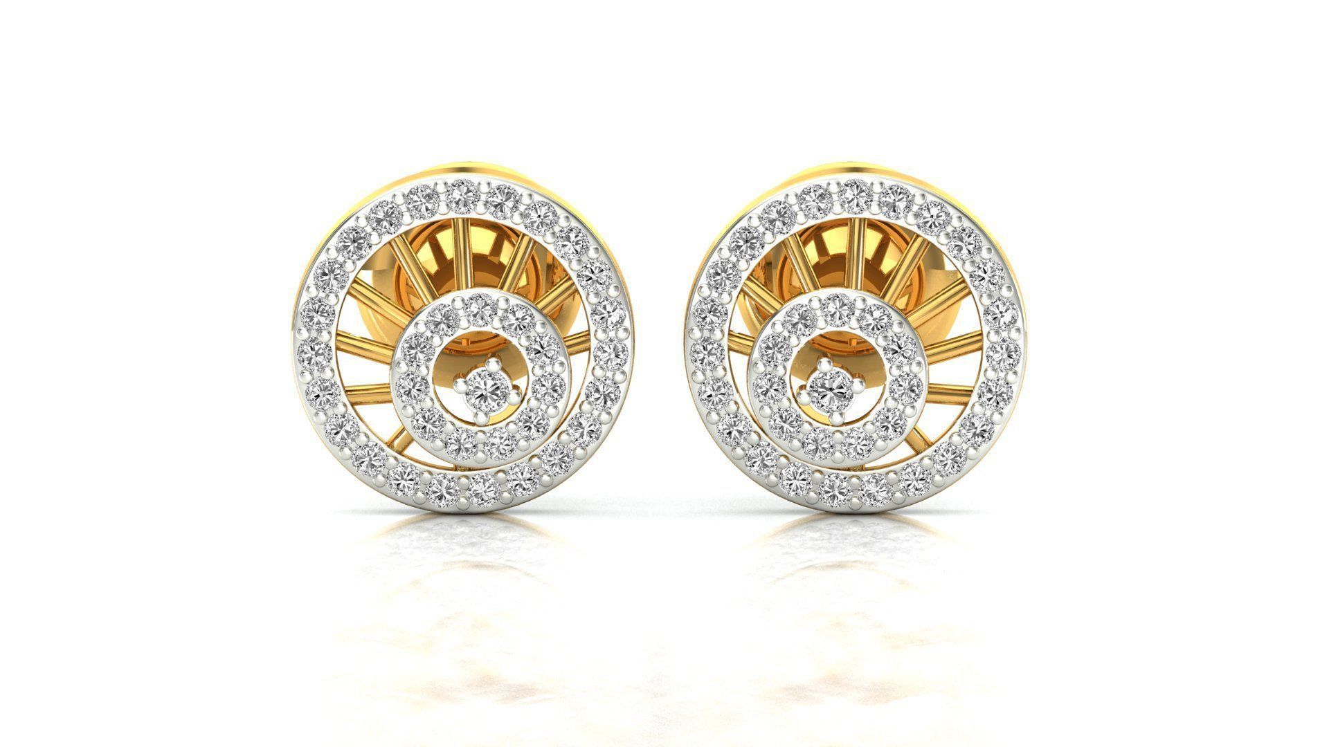Earrings-2783 rose gold stud earrings with diamonds 3D print model_12
