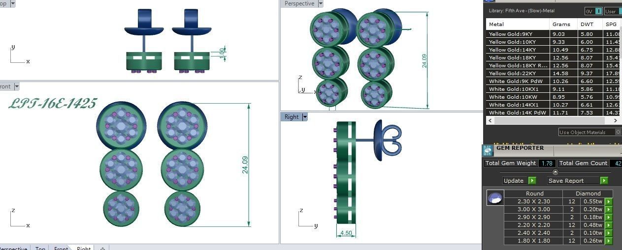 Earrings-1425 rose gold stud earring 3D print model_19