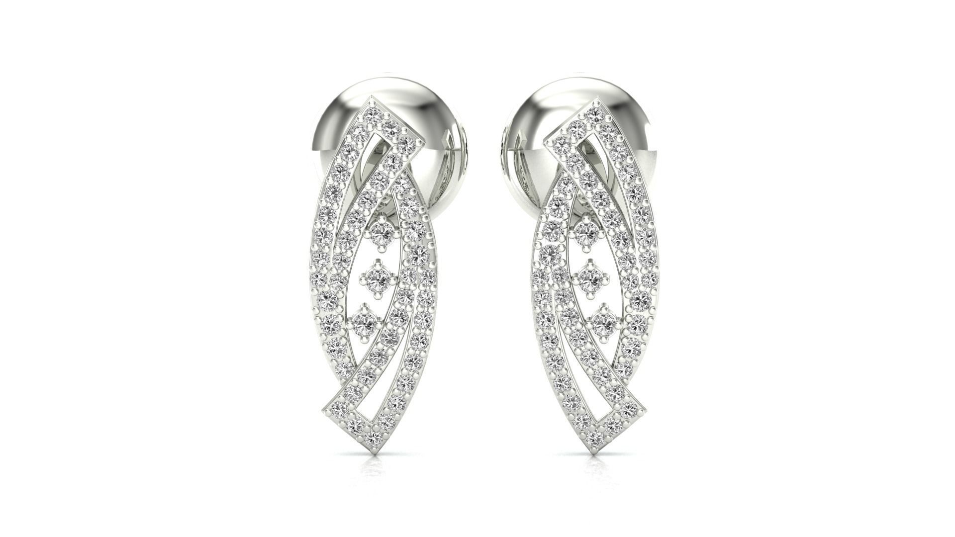 Earrings-1732 diamond earring in rose gold 3D print model_10