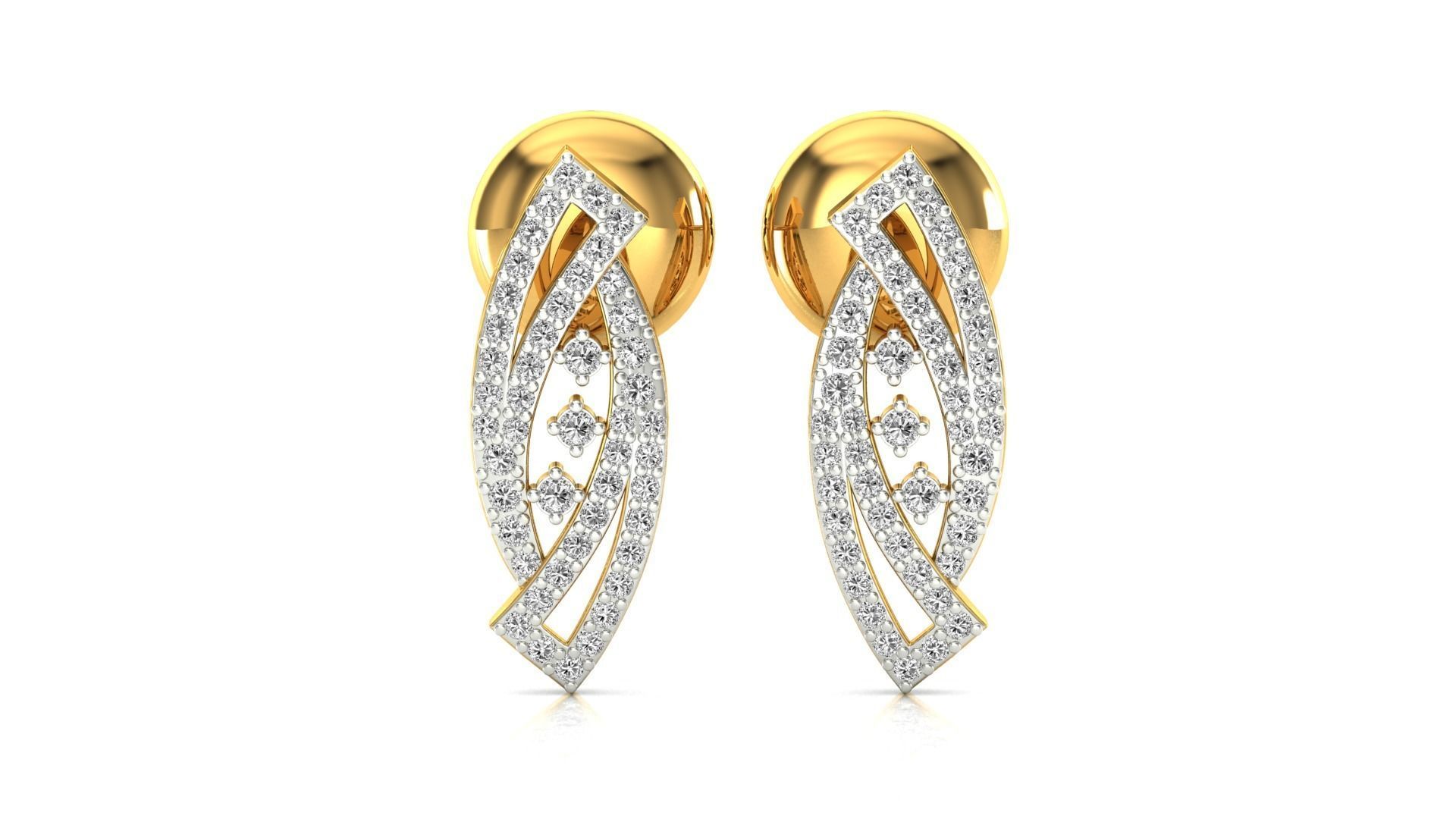 Earrings-1732 diamond earring in rose gold 3D print model_11