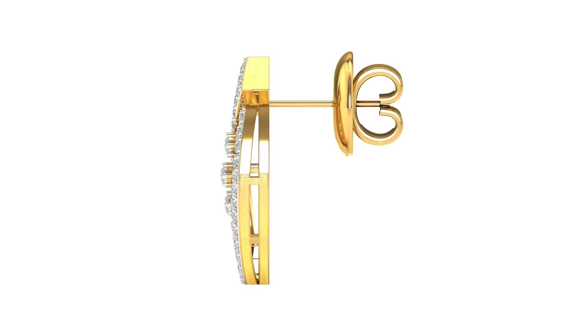 Earrings-1732 diamond earring in rose gold 3D print model_18