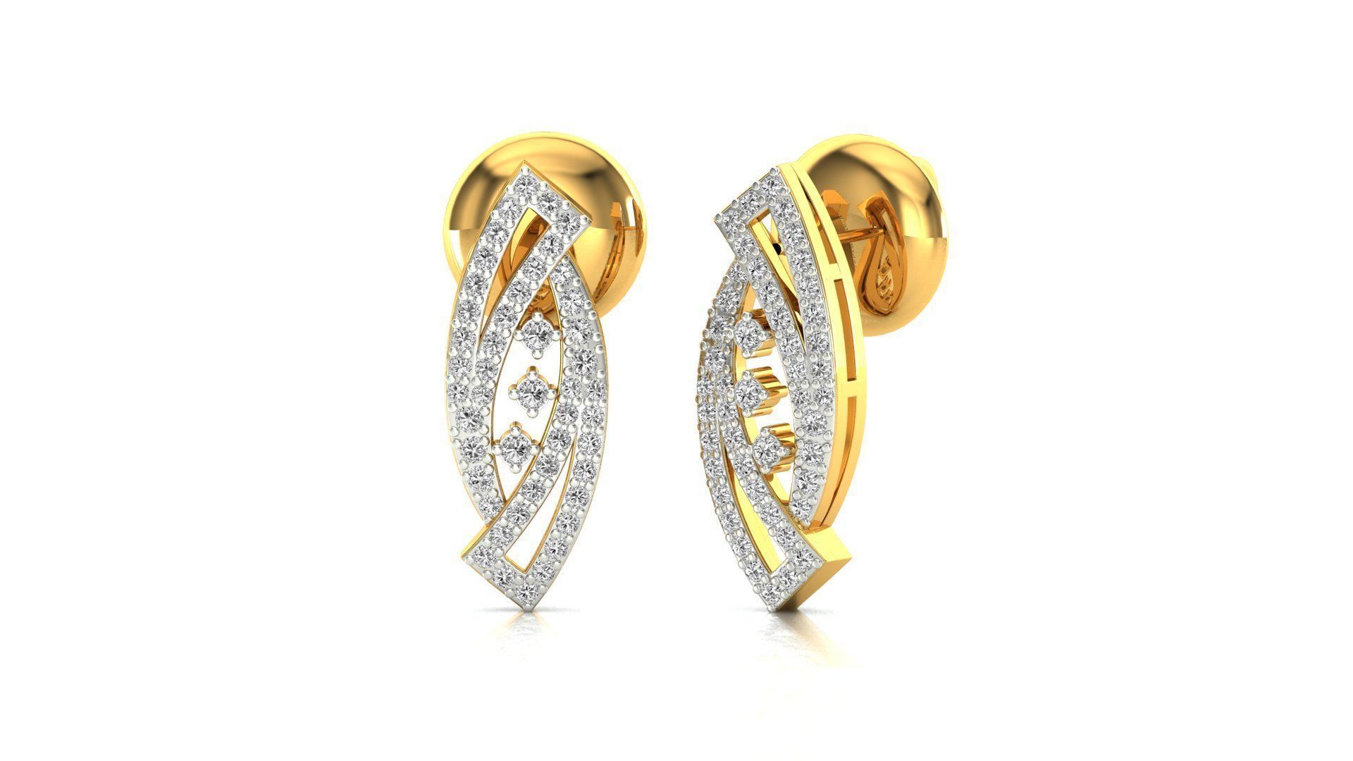 Earrings-1732 diamond earring in rose gold 3D print model_4