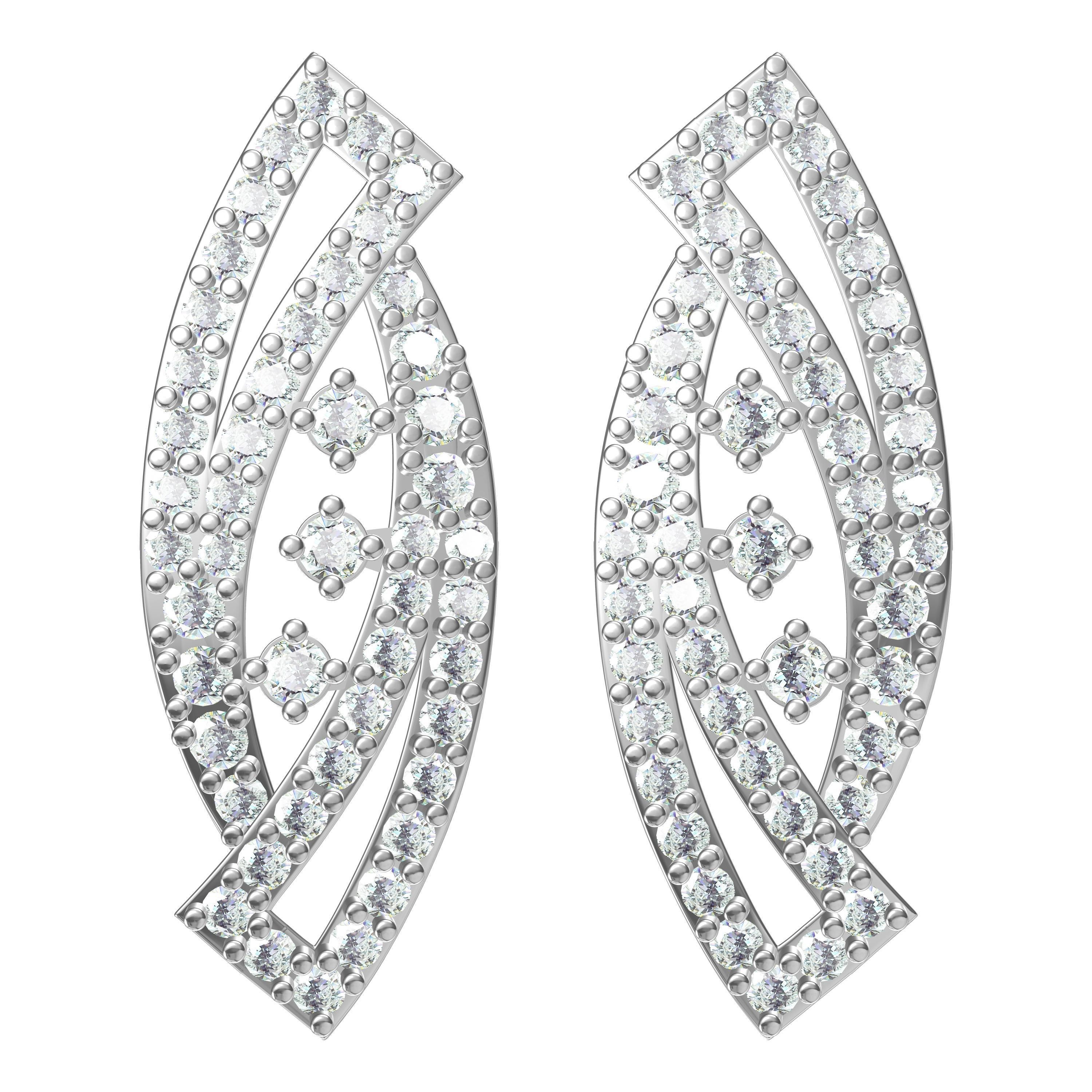 Earrings-1732 diamond earring in rose gold 3D print model_19