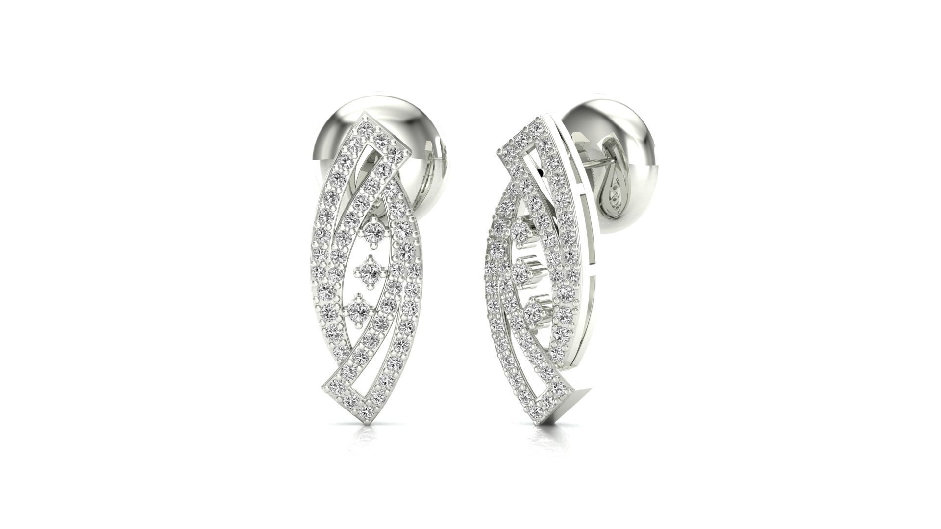 Earrings-1732 diamond earring in rose gold 3D print model_2