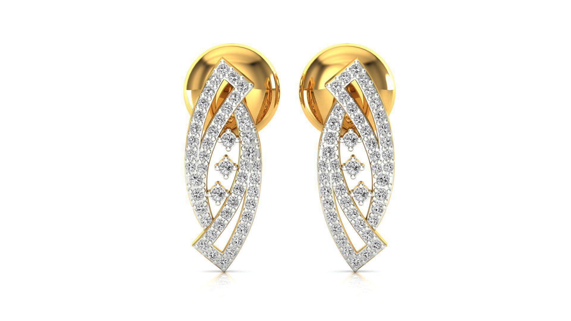 Earrings-1732 diamond earring in rose gold 3D print model_12