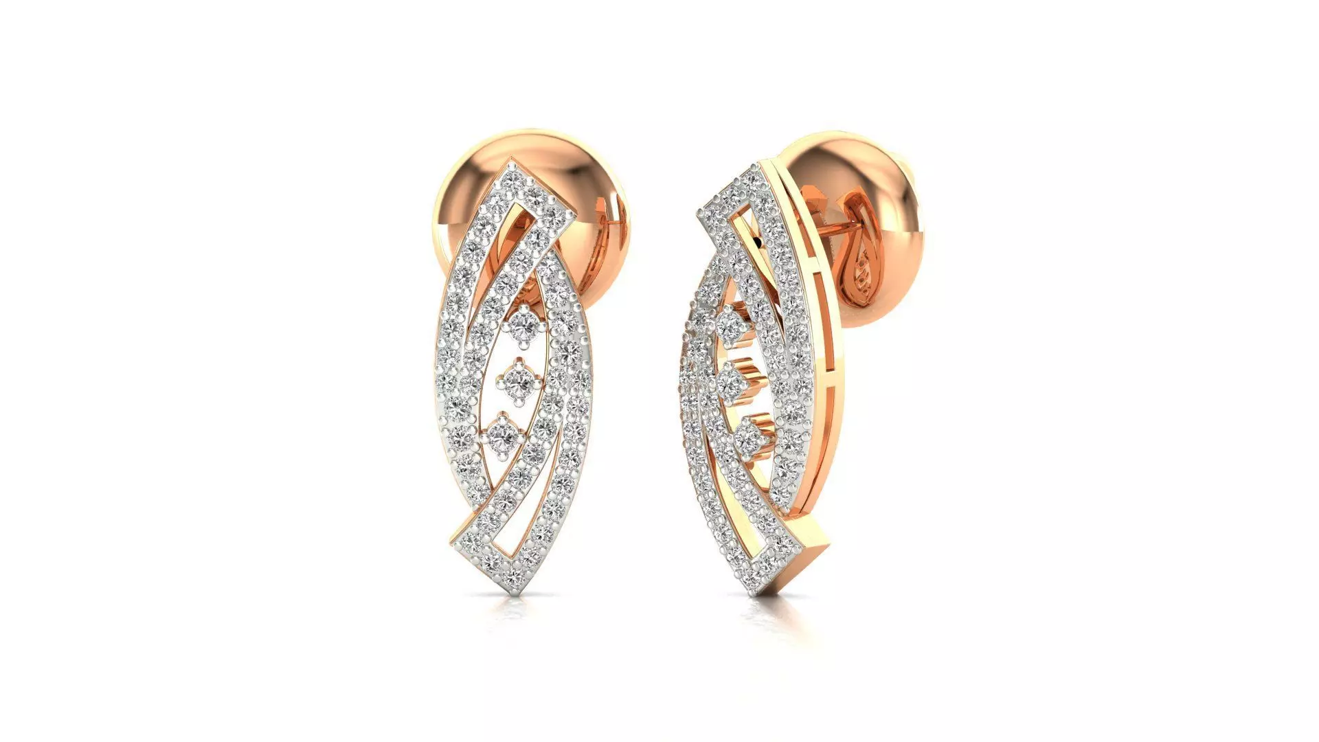 Earrings-1732 diamond earring in rose gold 3D print model_0