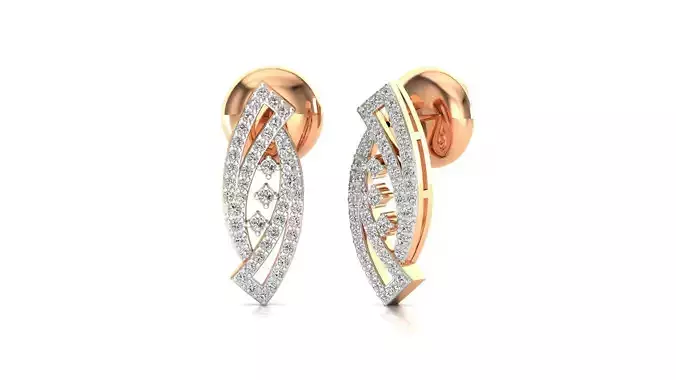 Earrings-1732 diamond earring in rose gold 3D print model