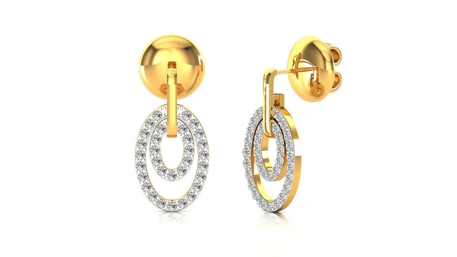 Earrings-0225 rose gold diamond stud earrings 3D print model_4