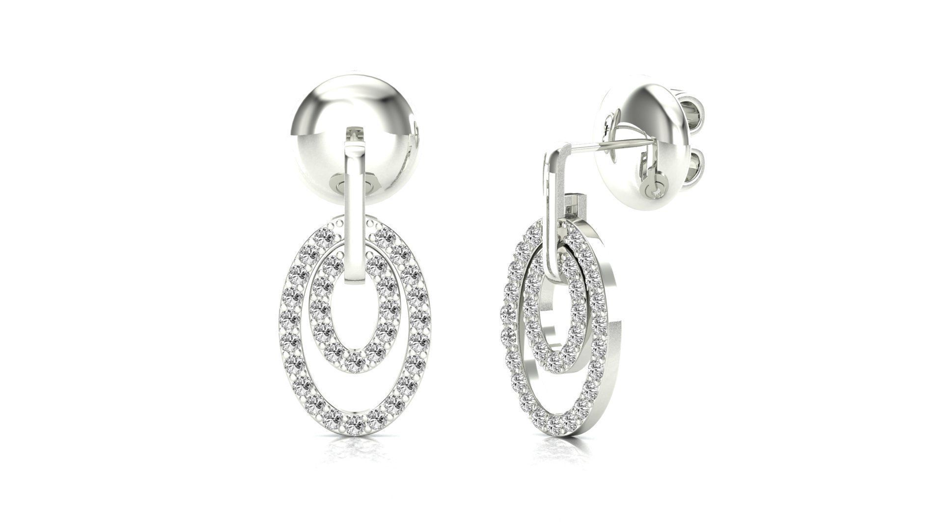 Earrings-0225 rose gold diamond stud earrings 3D print model_2