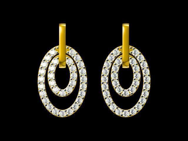 Earrings-0225 rose gold diamond stud earrings 3D print model_19