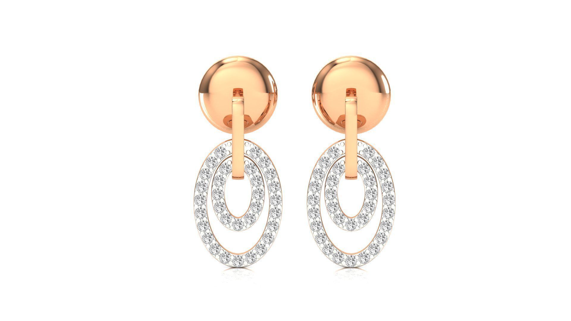 Earrings-0225 rose gold diamond stud earrings 3D print model_7