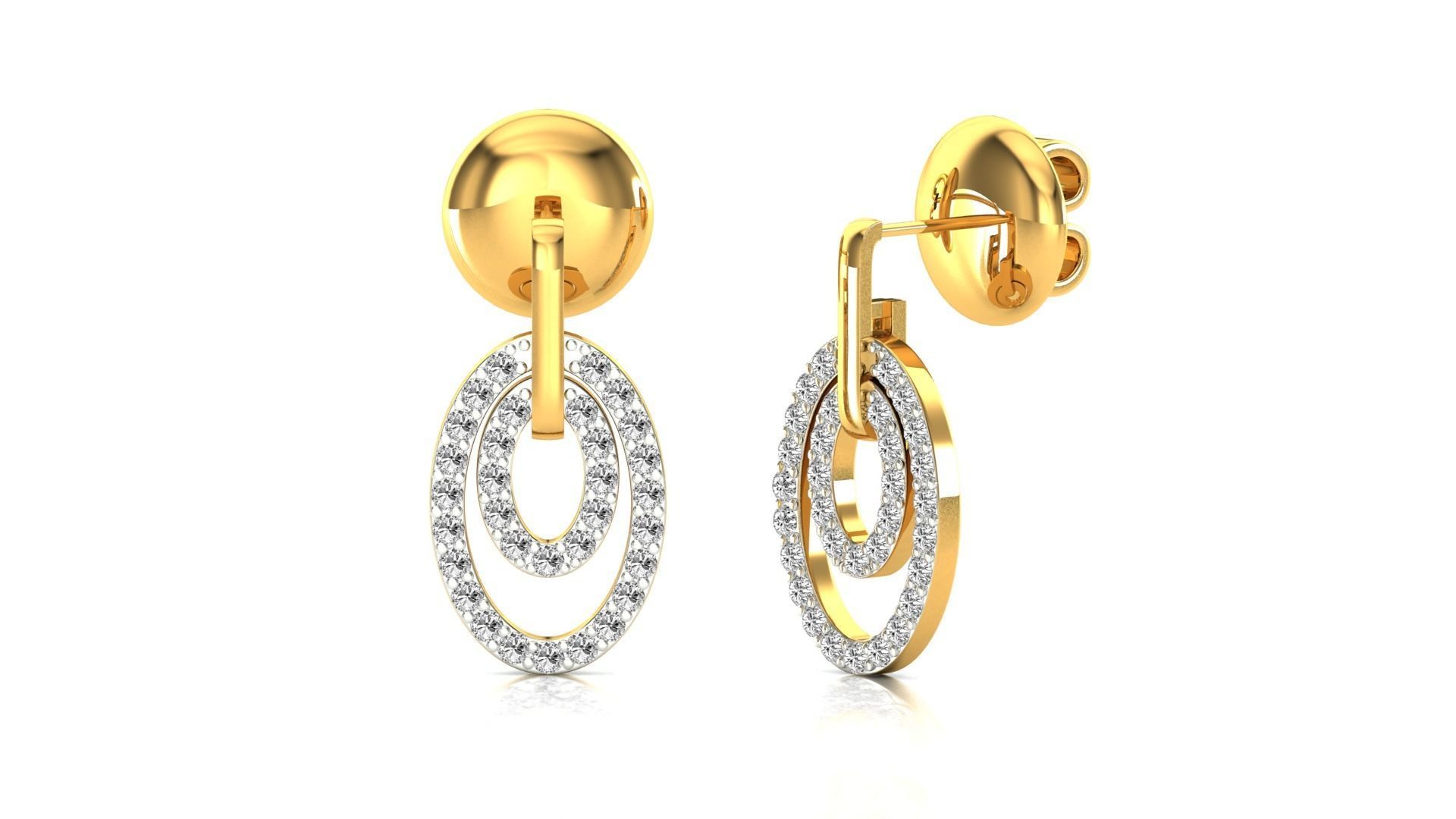 Earrings-0225 rose gold diamond stud earrings 3D print model_5