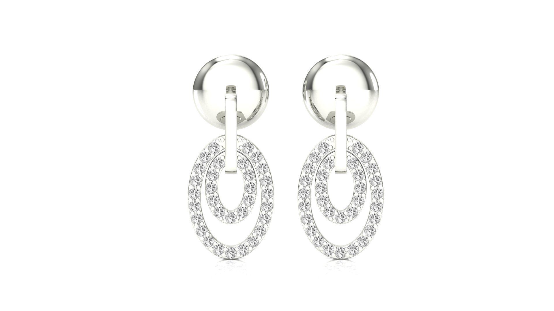 Earrings-0225 rose gold diamond stud earrings 3D print model_9