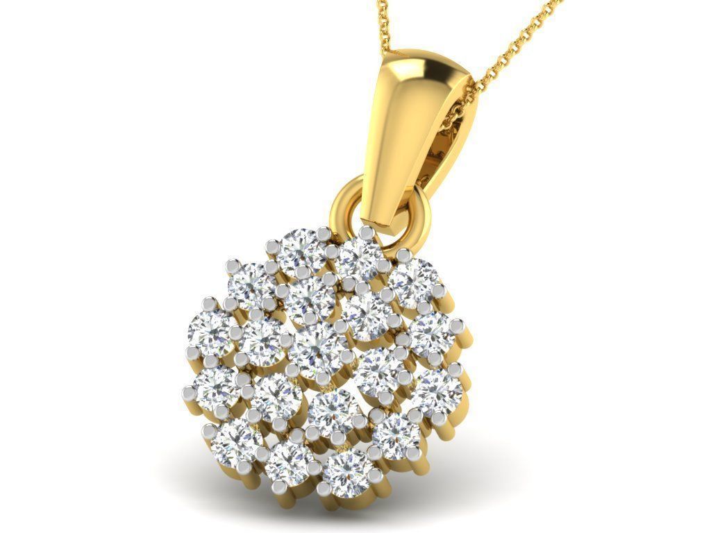pendant-4718 rose gold pendant with diamonds 3D print model_19