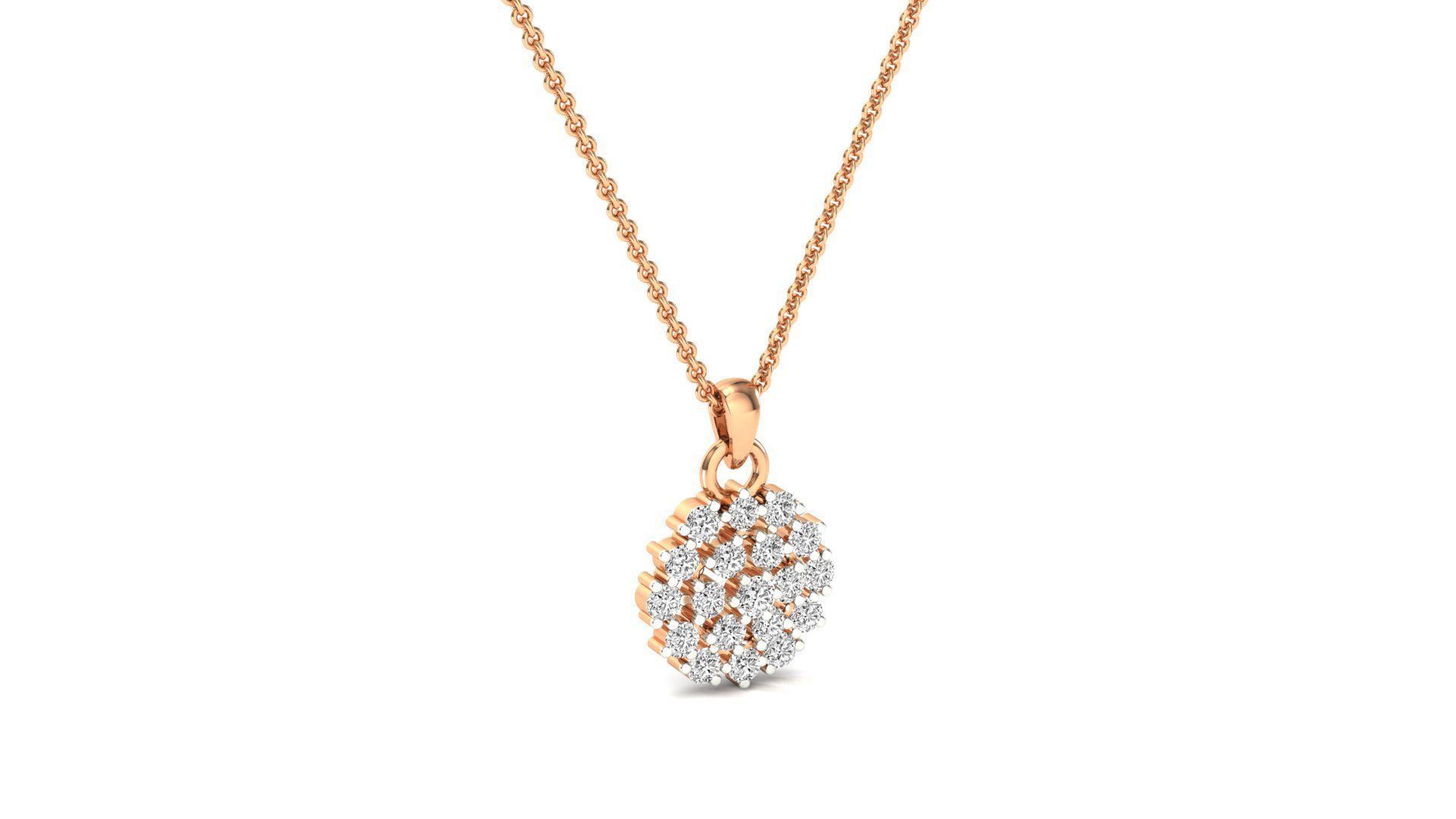 pendant-4718 rose gold pendant with diamonds 3D print model_1