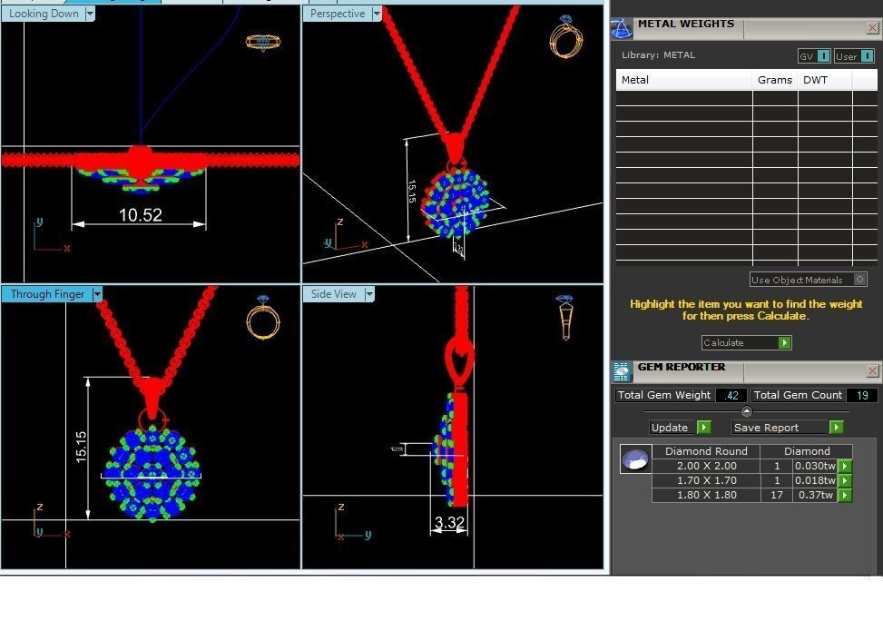 pendant-4718 rose gold pendant with diamonds 3D print model_7