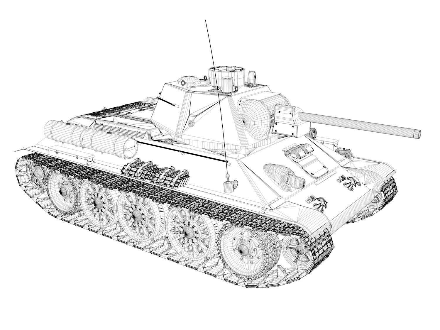 OT-34-76 - Model 1943 - Soviet Flame-Thrower Tank 3D model_11