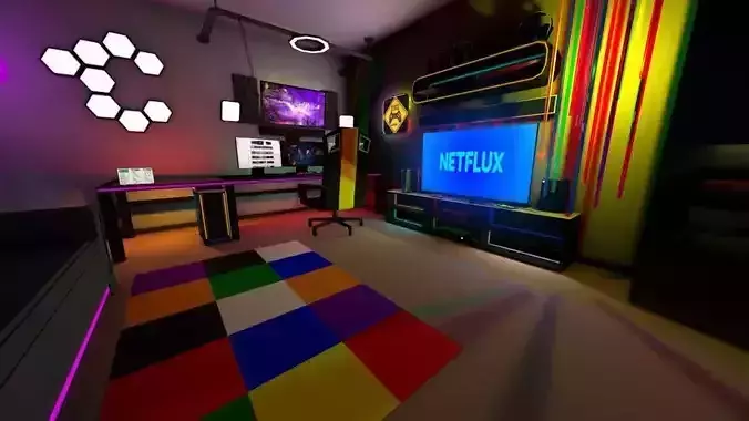 Gamer Live Streamer Room Low-poly 3D model