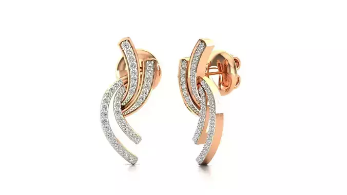 Earrings-8895 rose gold earring with diamonds