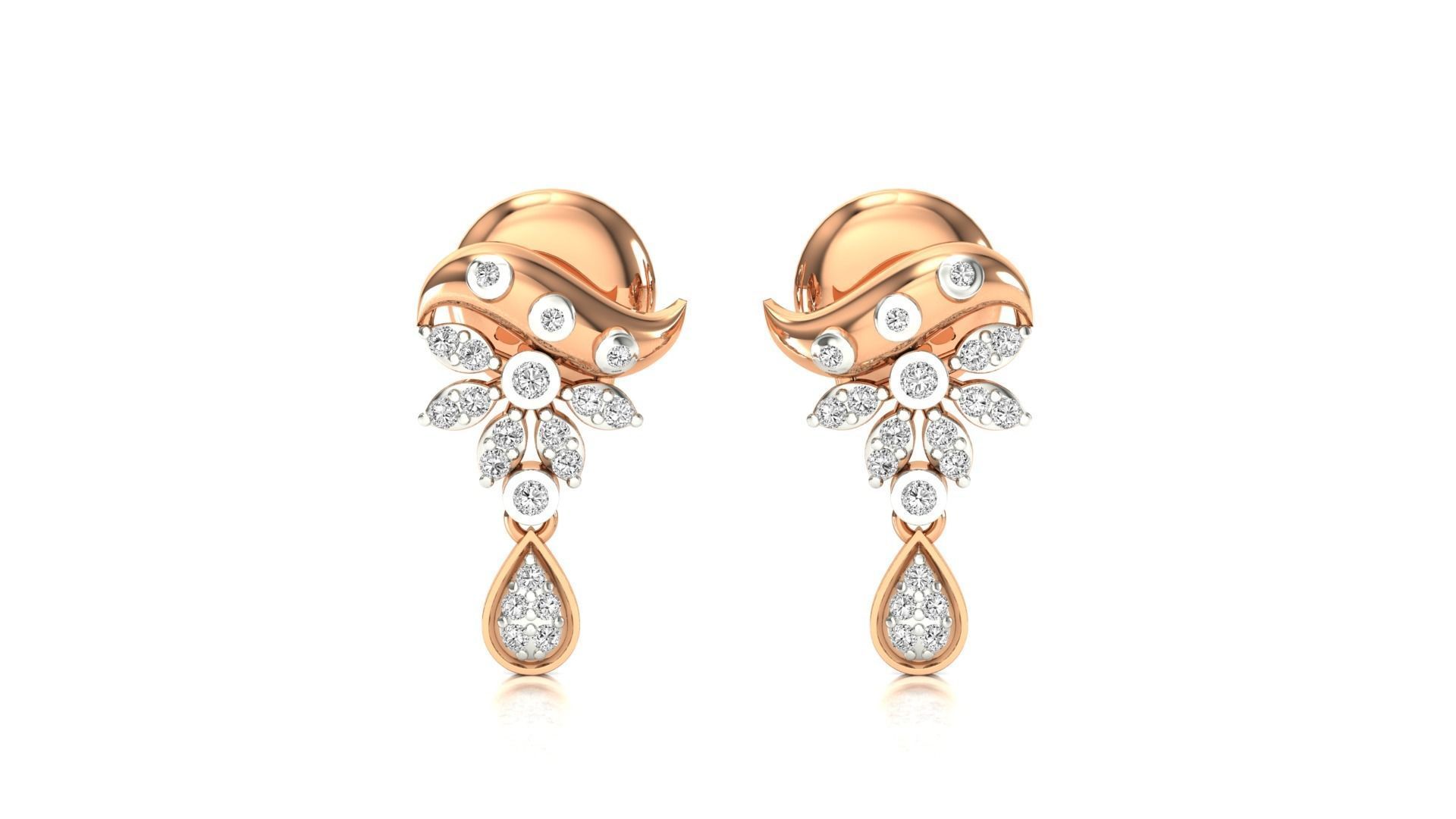 Earrings-11049 rose gold earring with diamonds 3D print model_8