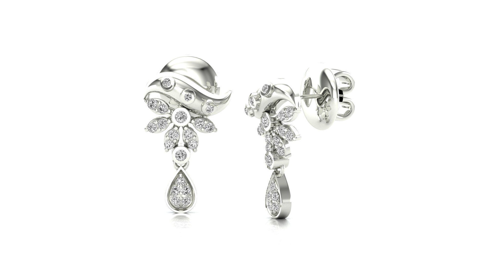 Earrings-11049 rose gold earring with diamonds 3D print model_2