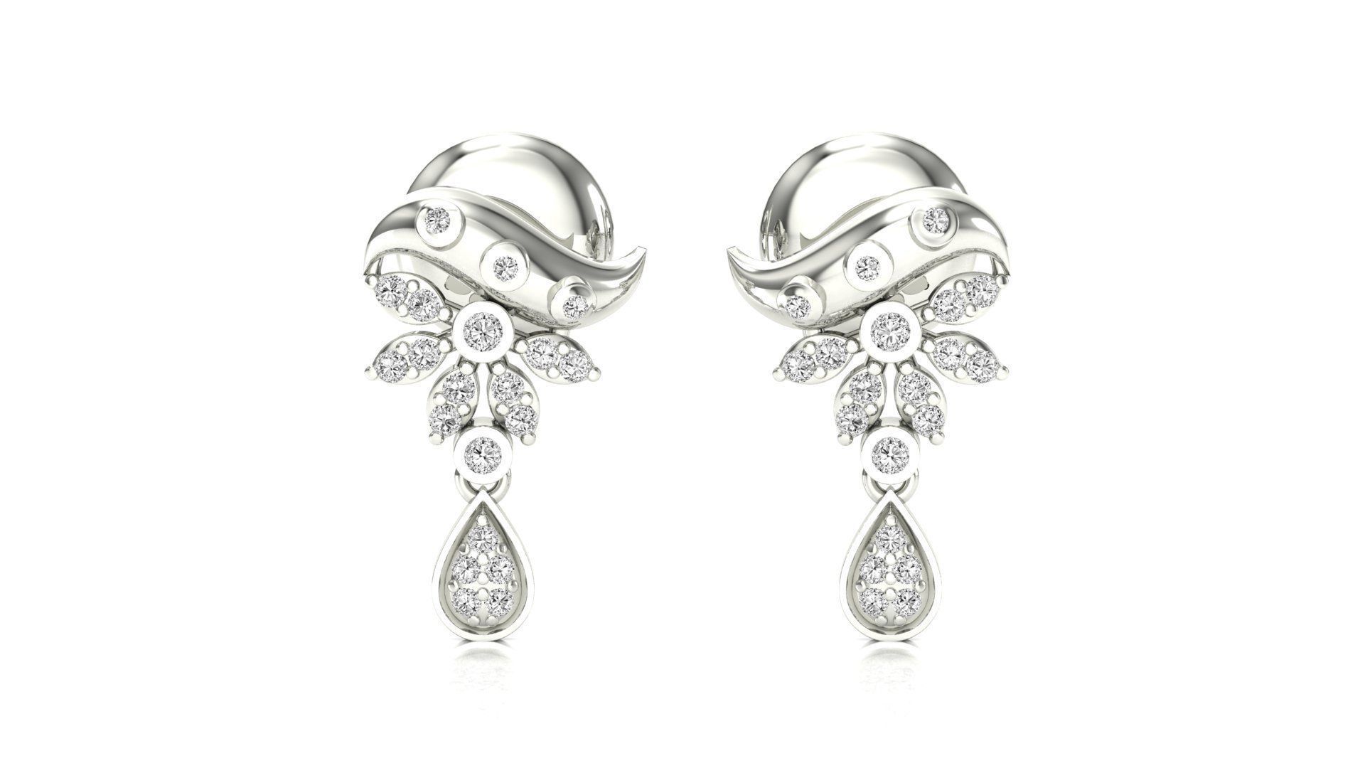 Earrings-11049 rose gold earring with diamonds 3D print model_9