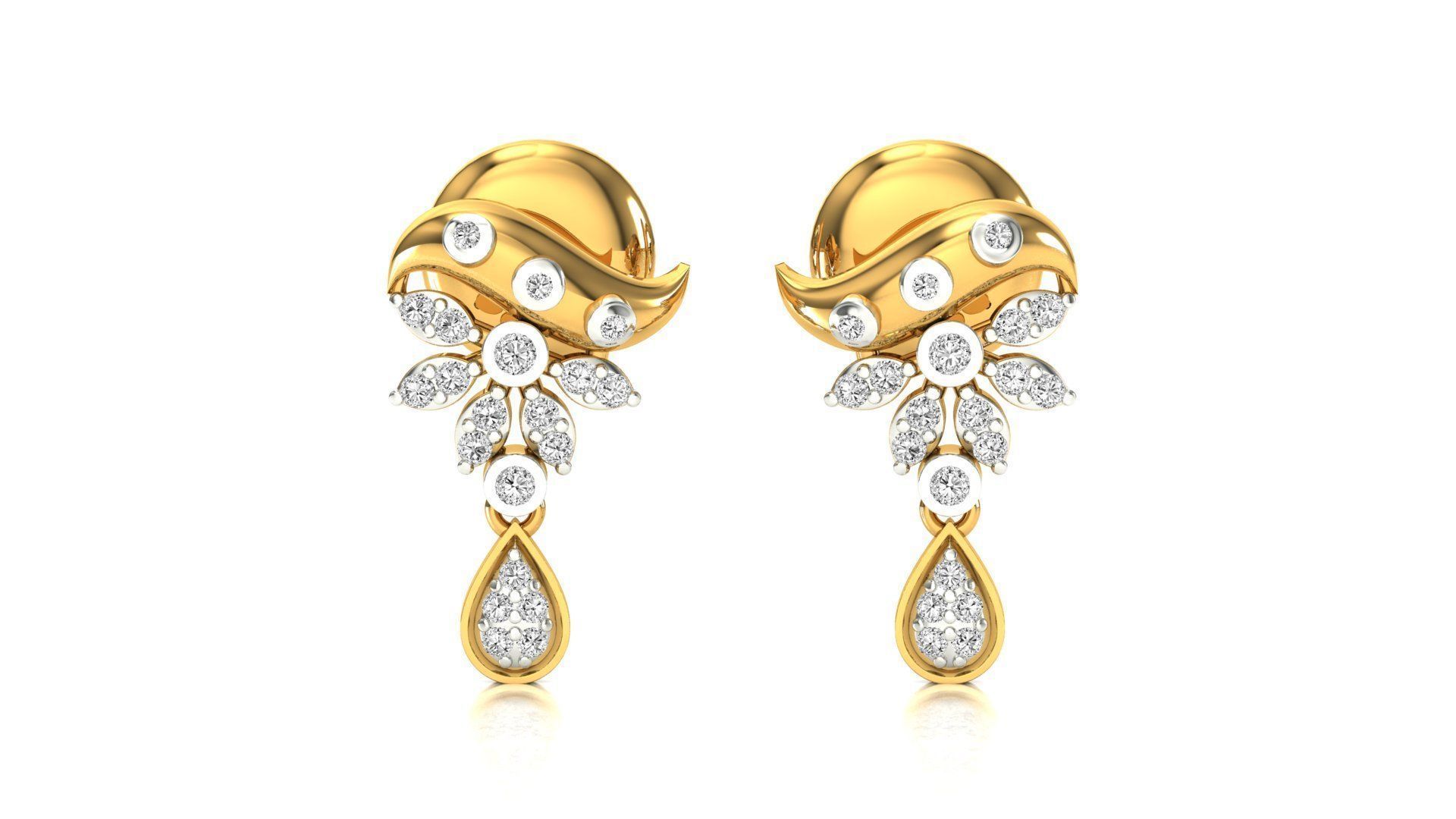Earrings-11049 rose gold earring with diamonds 3D print model_11