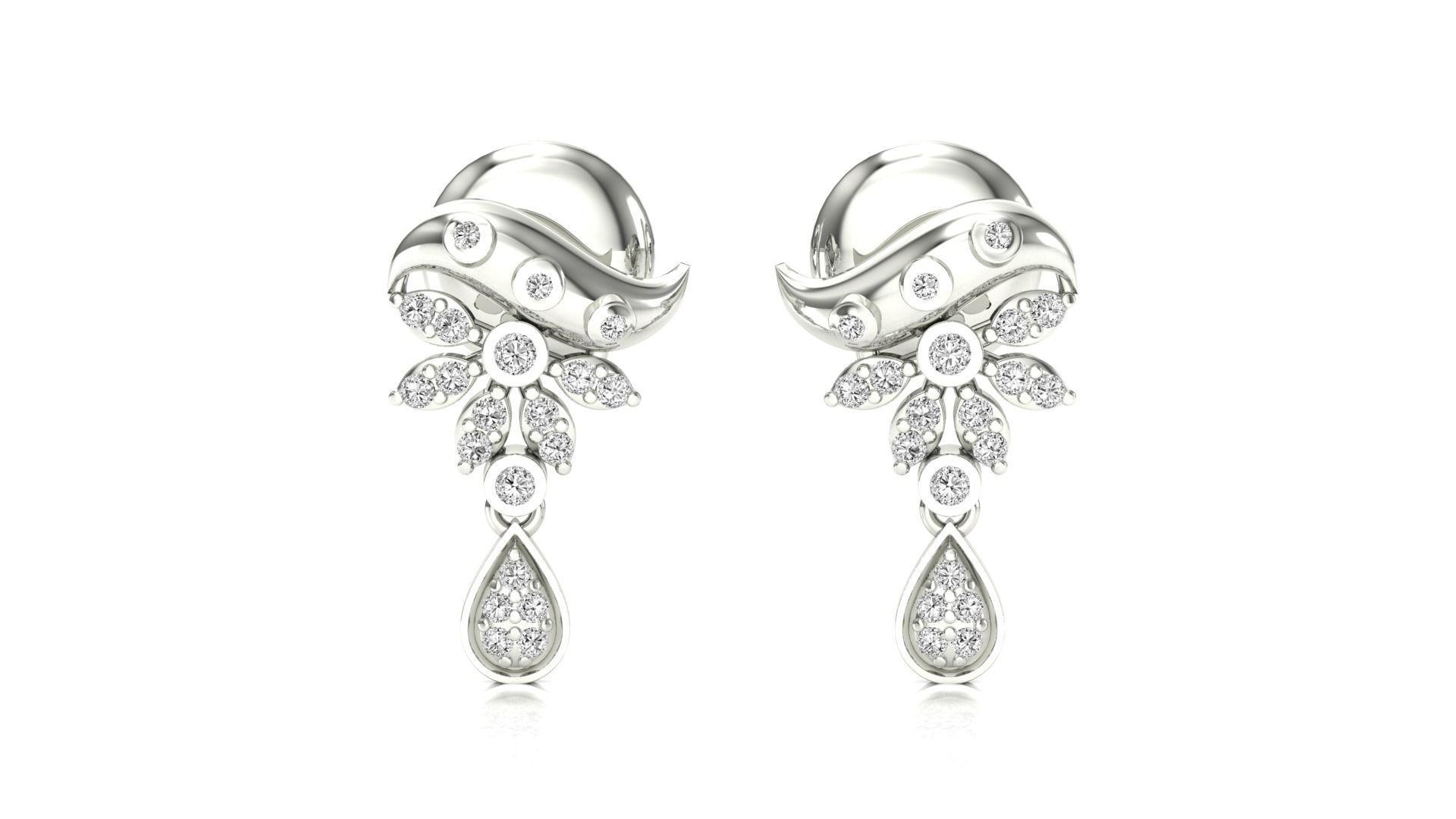 Earrings-11049 rose gold earring with diamonds 3D print model_10