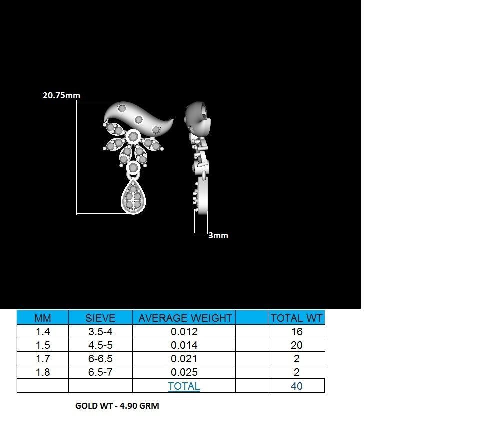 Earrings-11049 rose gold earring with diamonds 3D print model_6