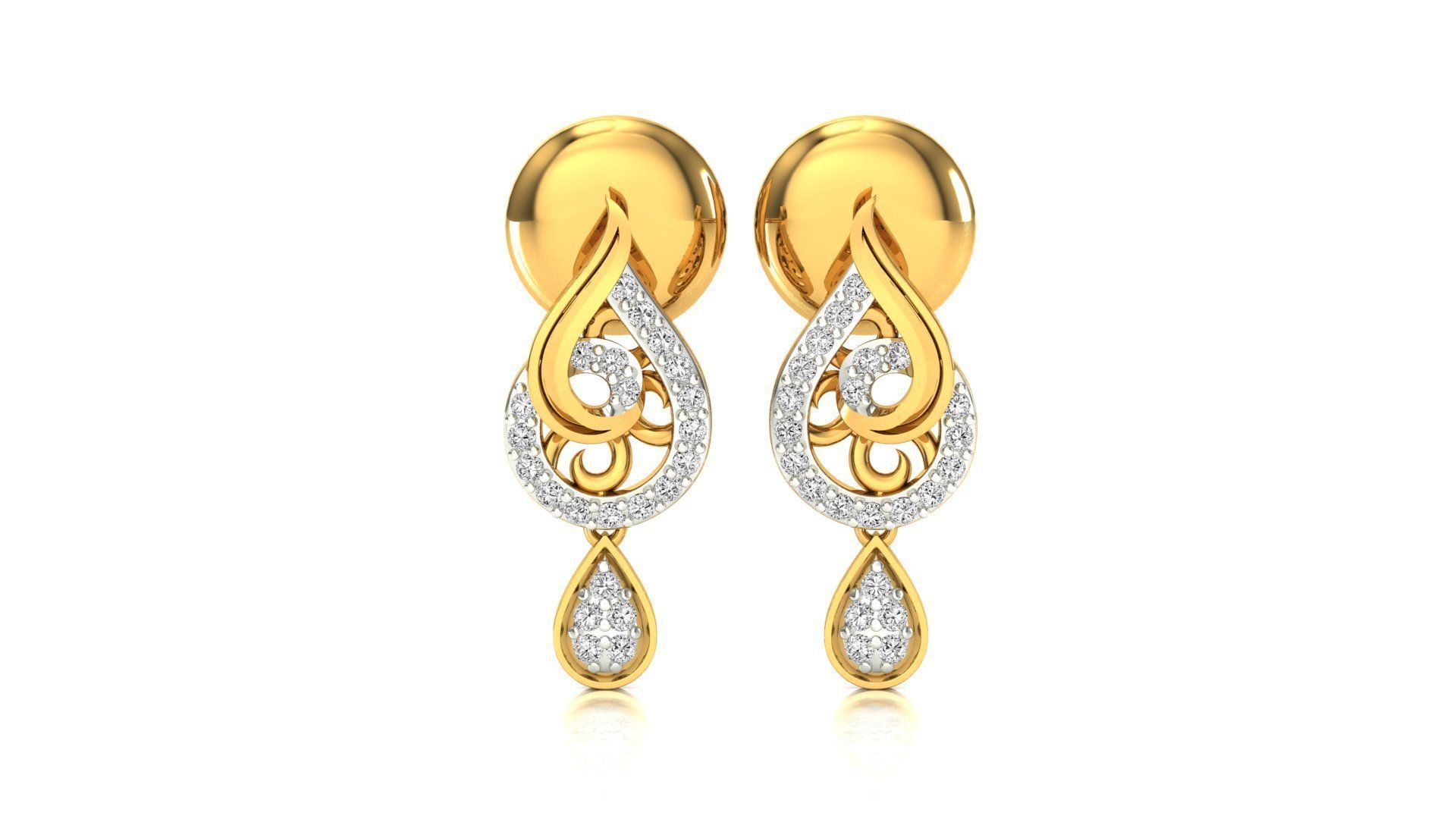 Earrings-7407 rose gold and diamond earrings 3D print model_11