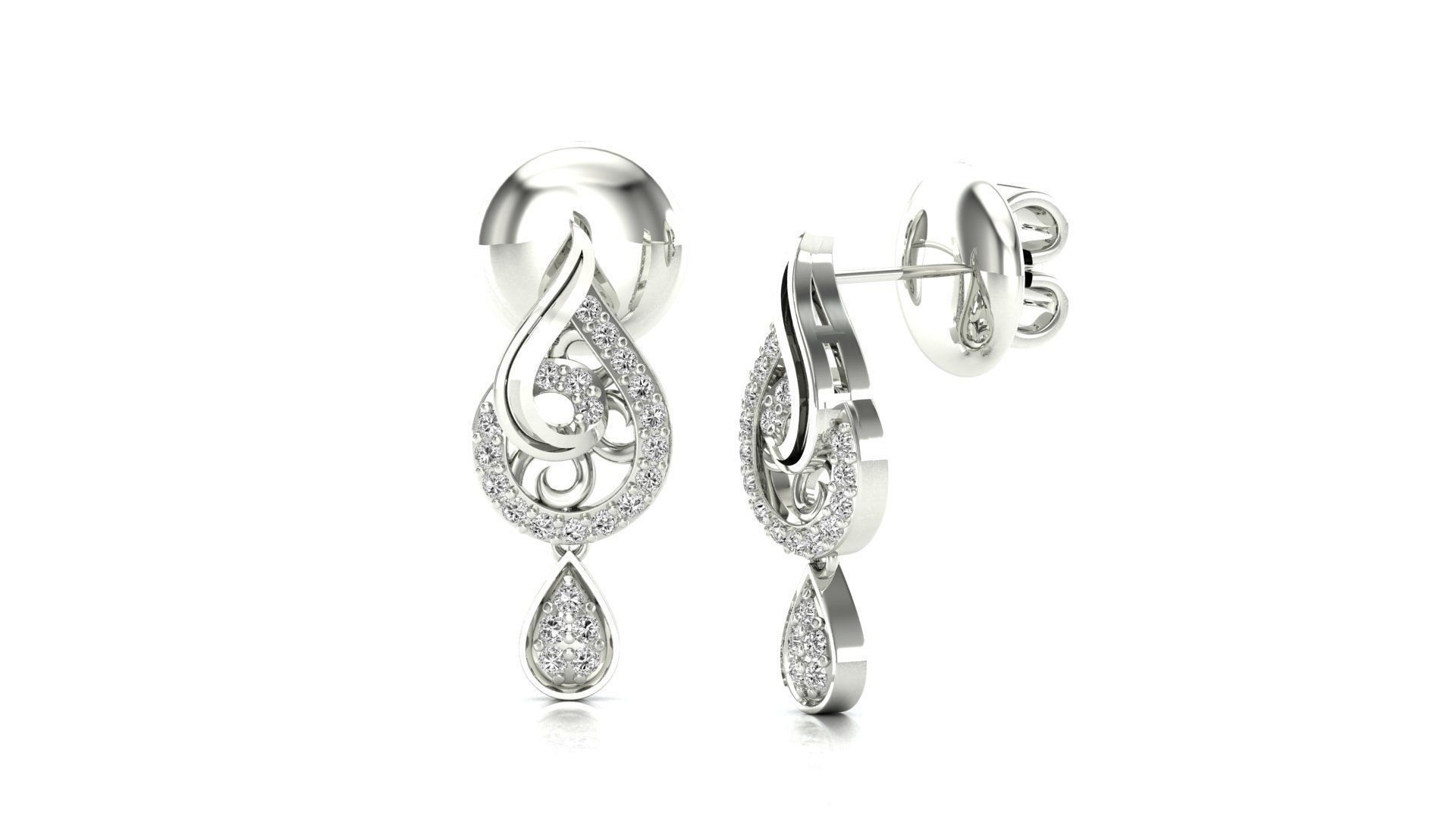 Earrings-7407 rose gold and diamond earrings 3D print model_2