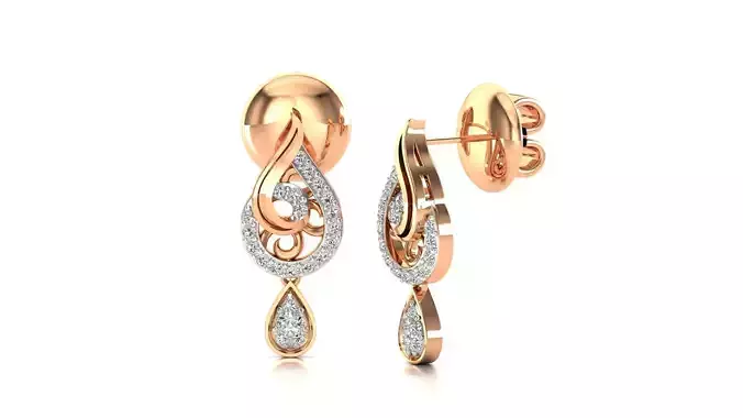 Earrings-7407 rose gold and diamond earrings