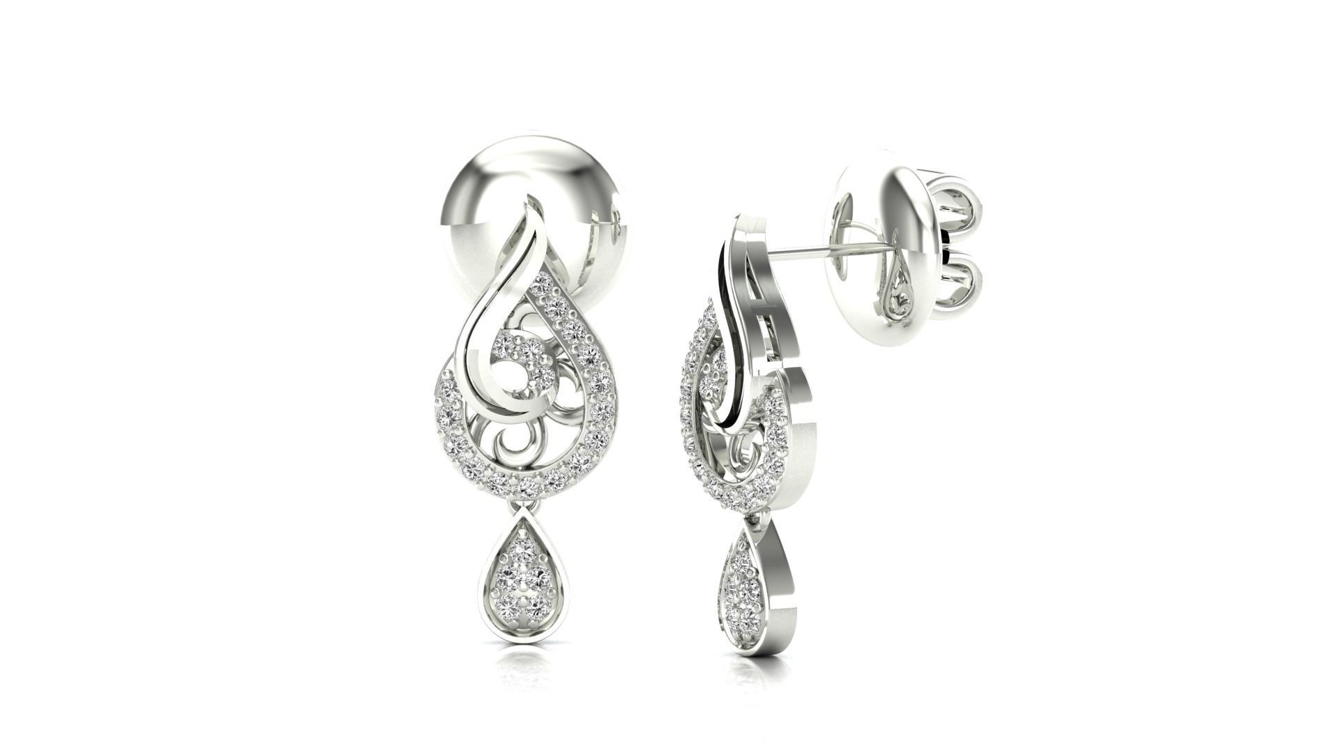 Earrings-7407 rose gold and diamond earrings 3D print model_3