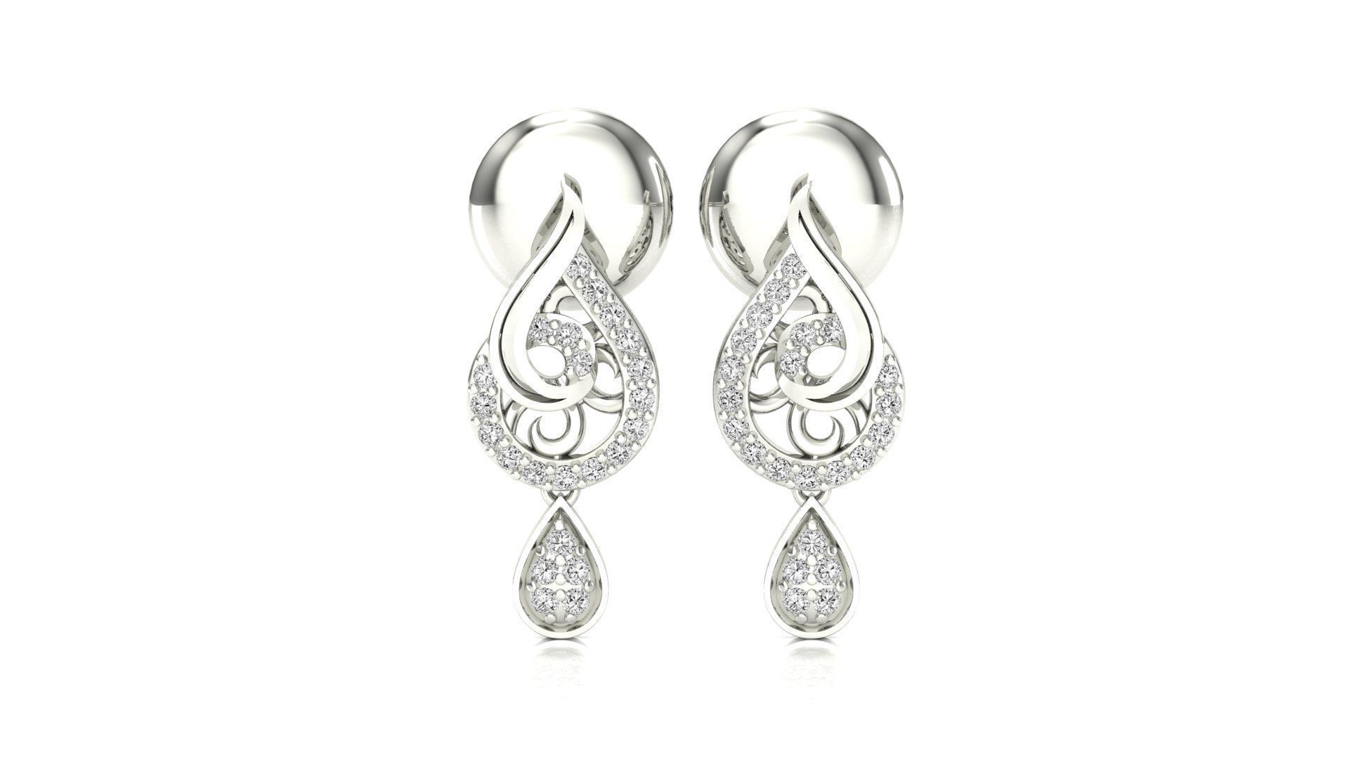 Earrings-7407 rose gold and diamond earrings 3D print model_9