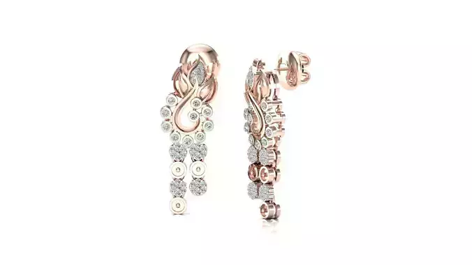Earrings-7314 pair of earrings in rose gold with diamonds