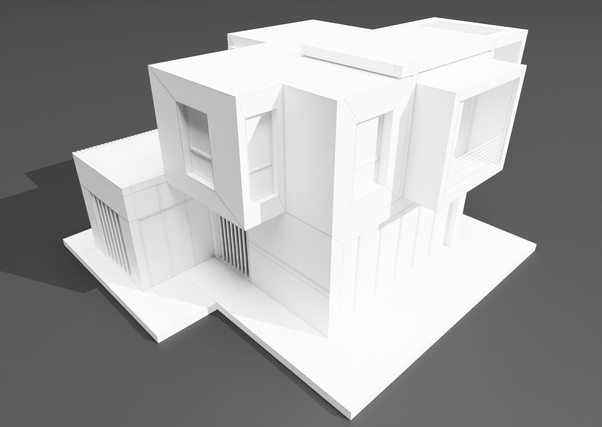 Modern housing project model 3D render 3D model_4