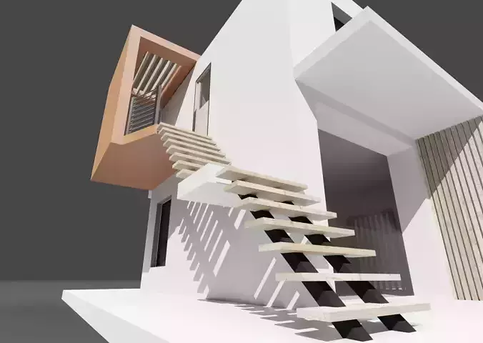 Modern housing project model 3D render