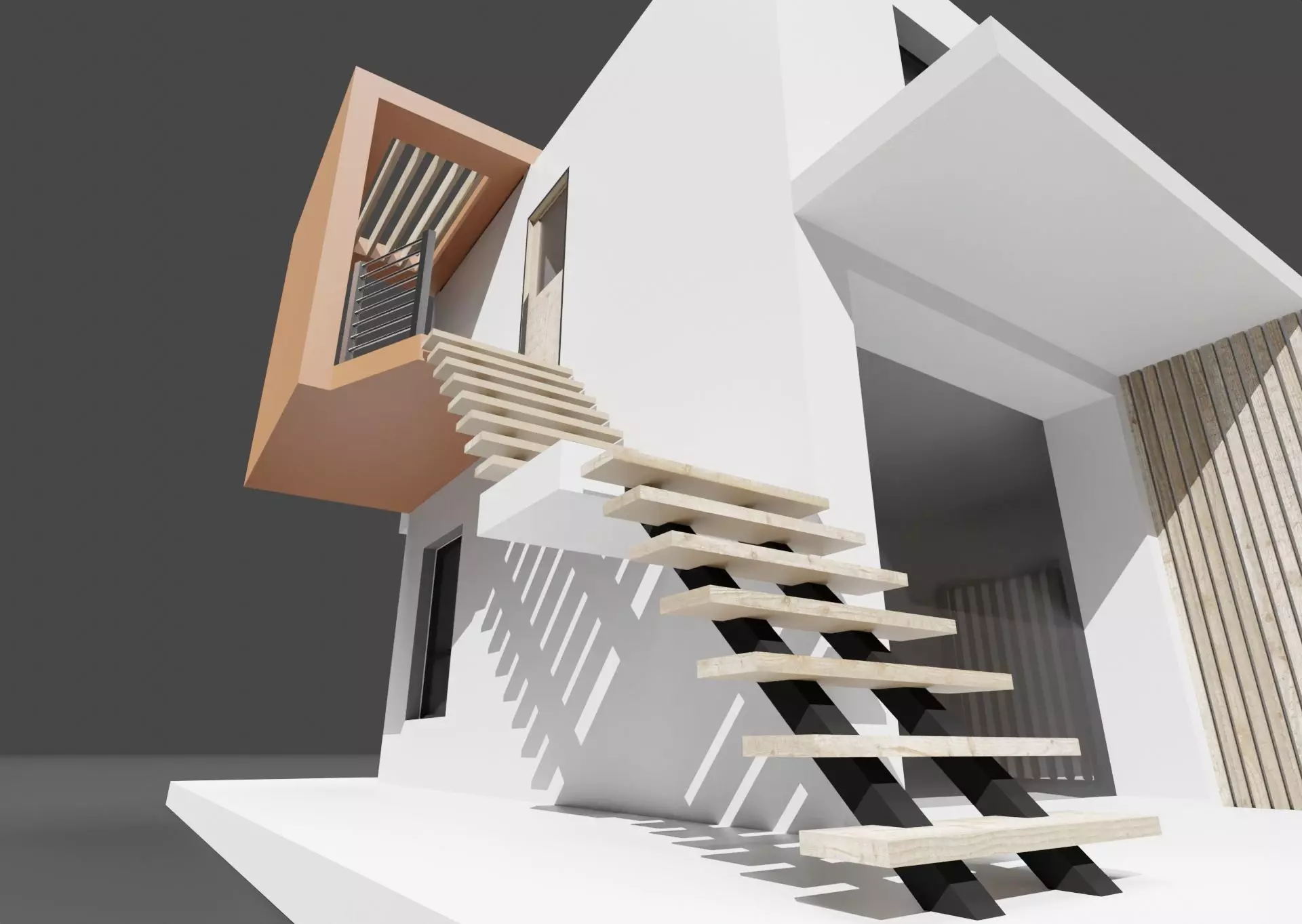 Modern housing project model 3D render 3D model_0