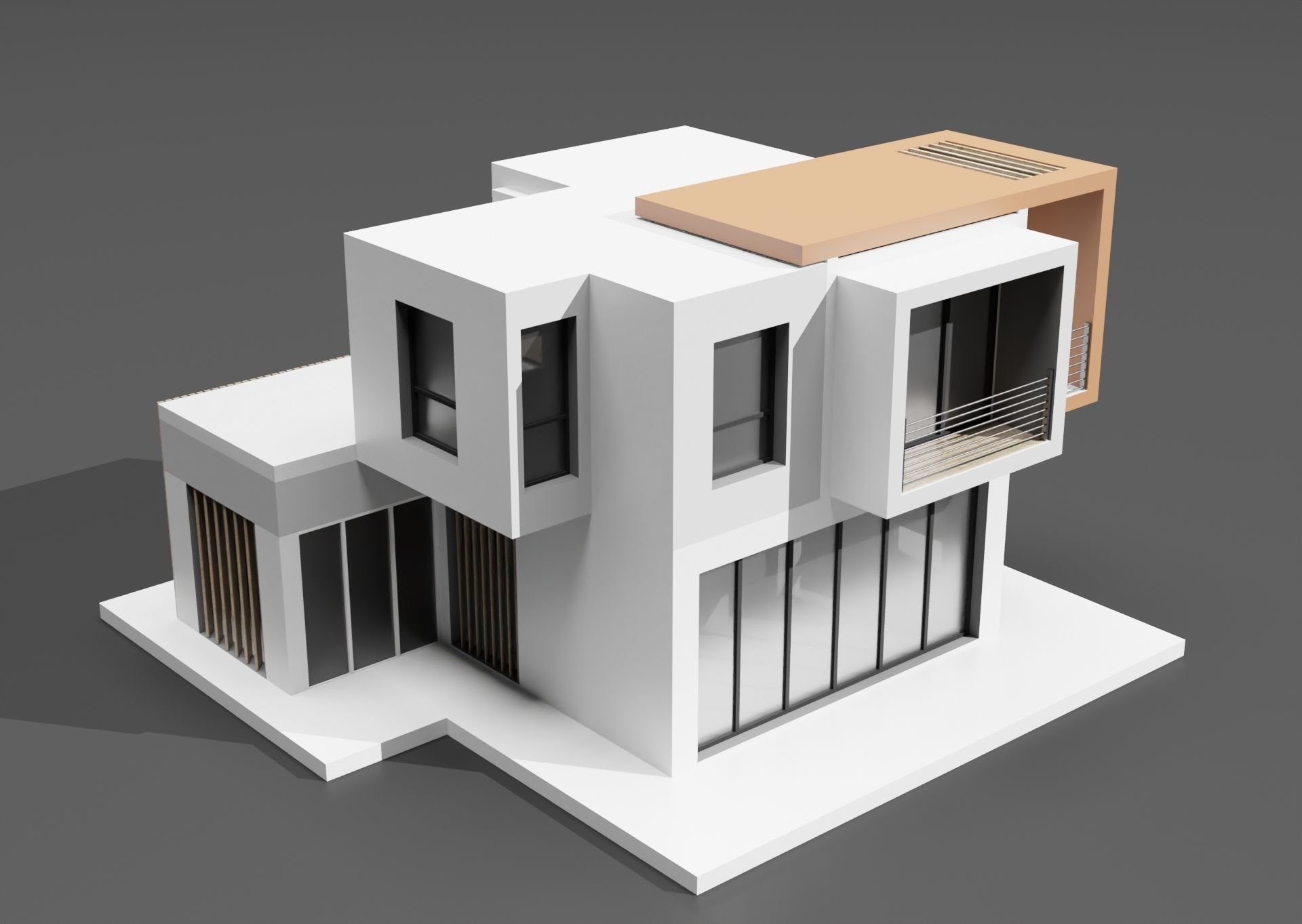 Modern housing project model 3D render 3D model_7