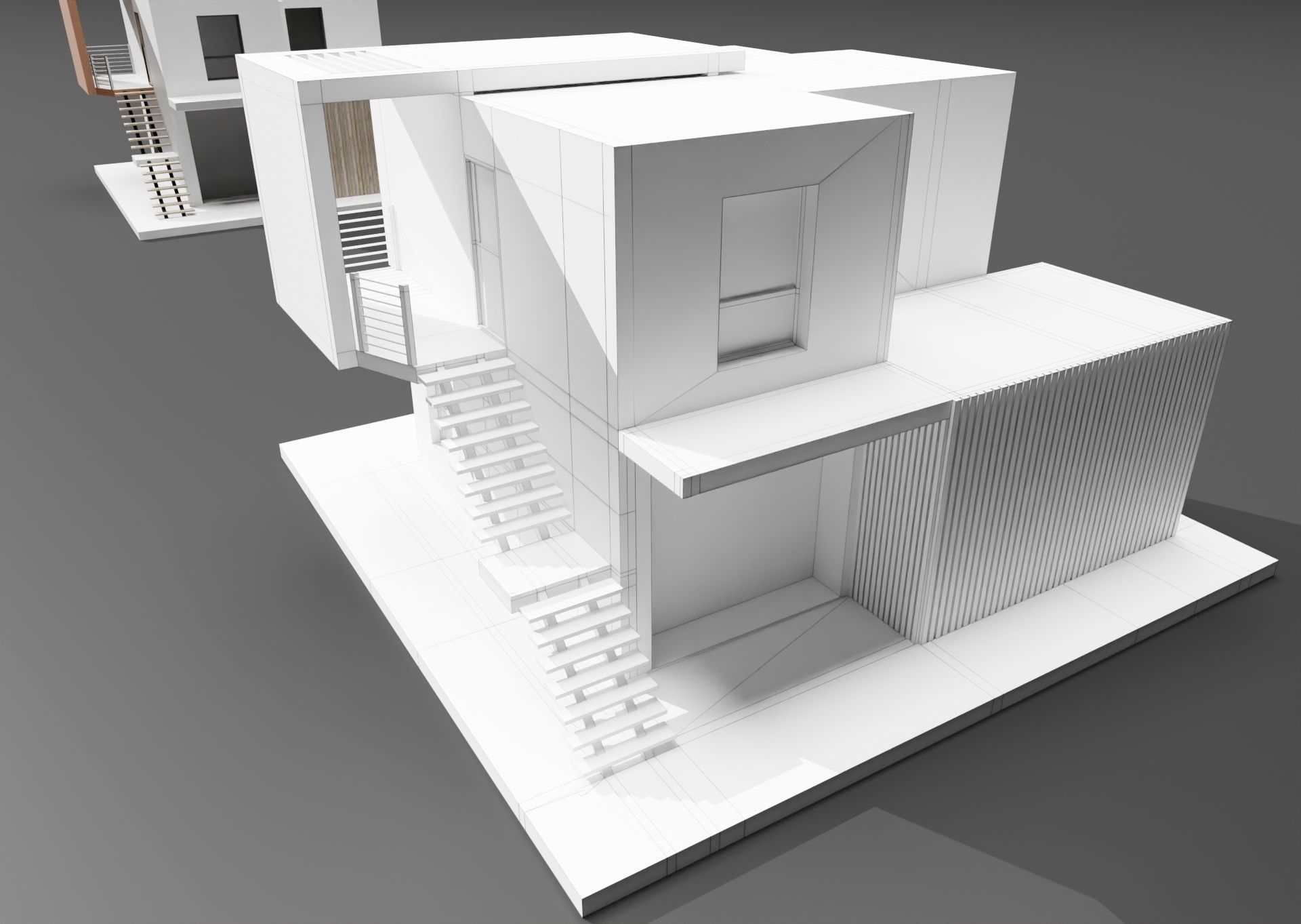 Modern housing project model 3D render 3D model_3
