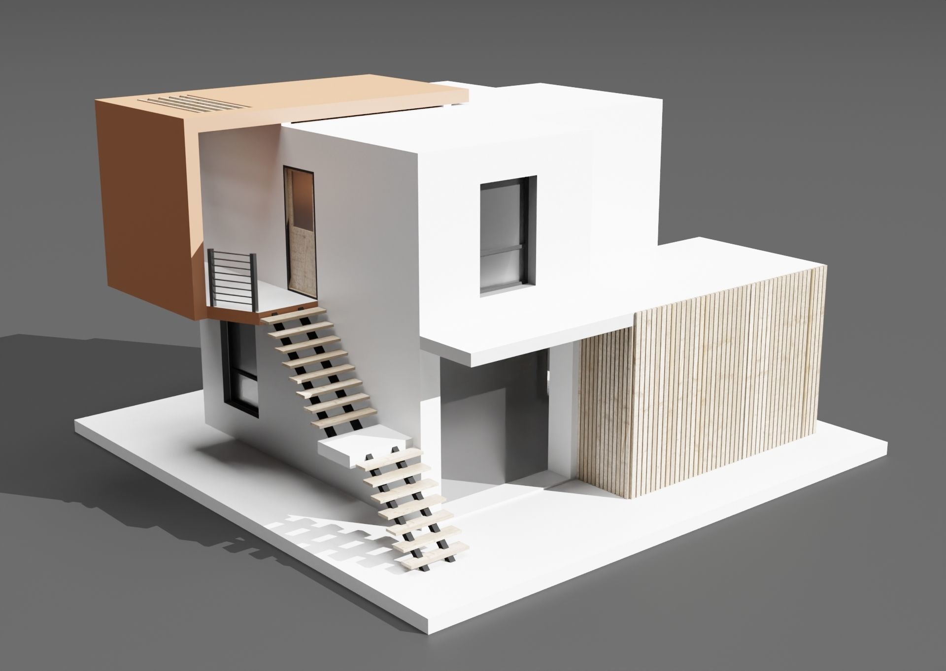 Modern housing project model 3D render 3D model_1