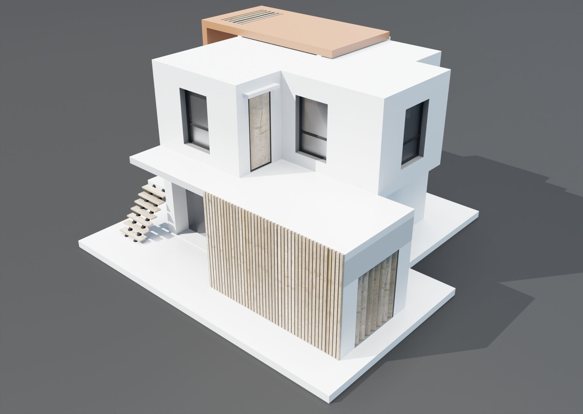 Modern housing project model 3D render 3D model_9