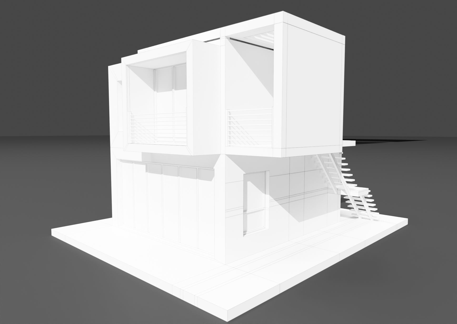 Modern housing project model 3D render 3D model_5