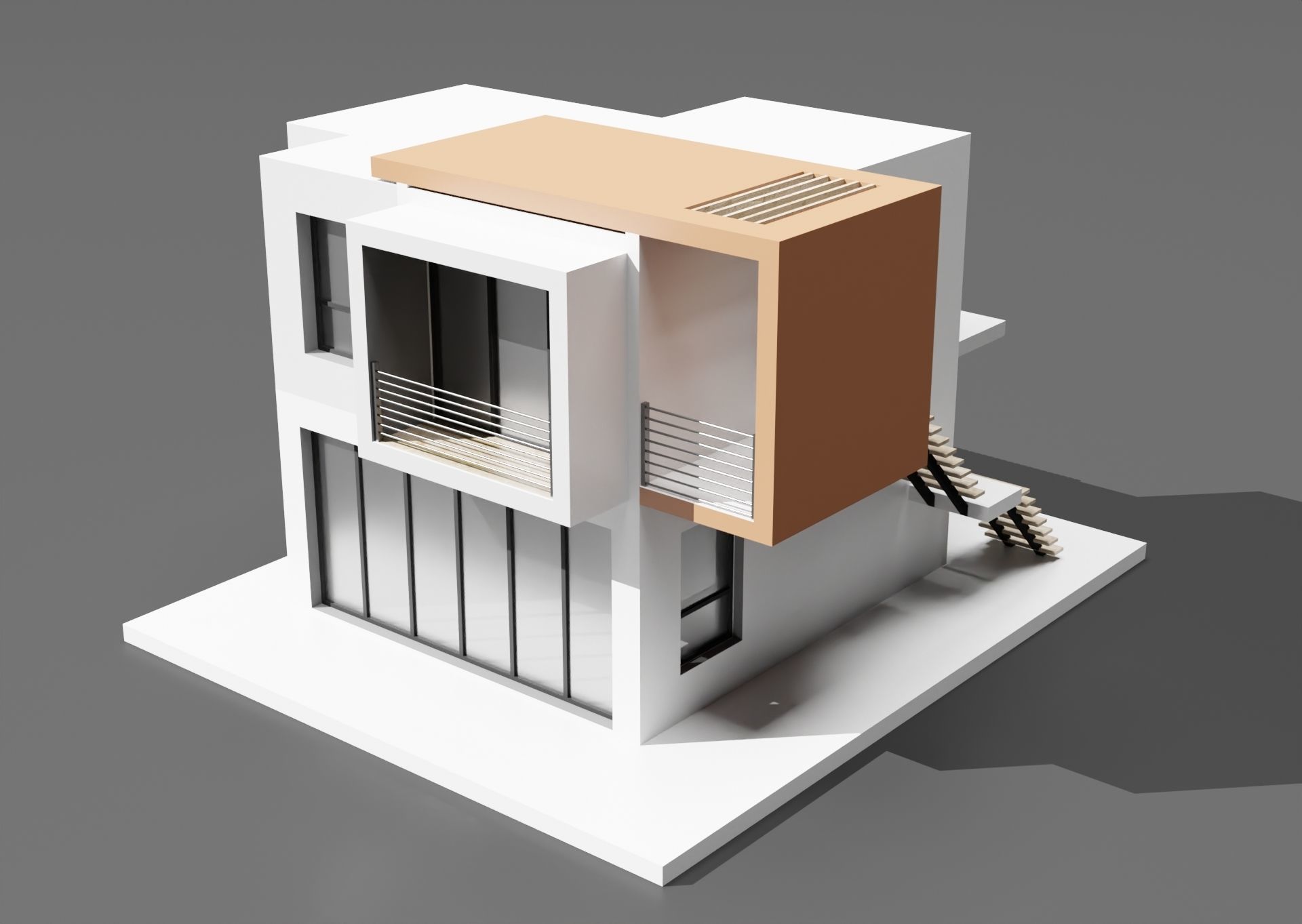 Modern housing project model 3D render 3D model_2