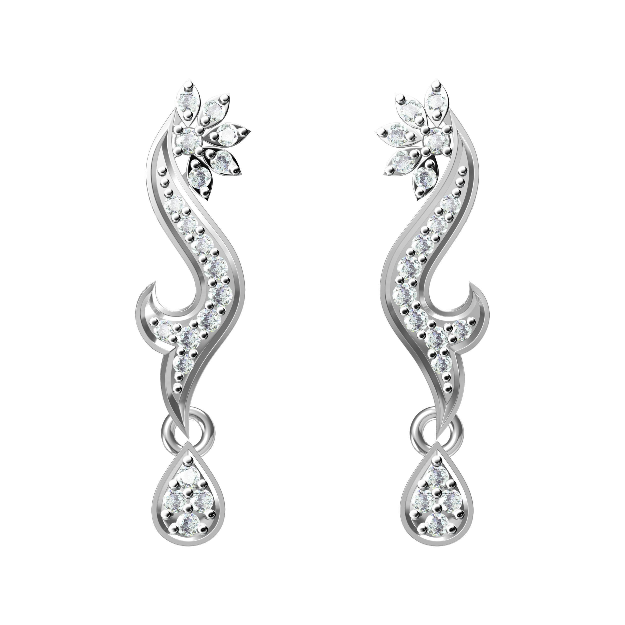 Earrings-0782 rose gold earrings with diamonds 3D print model_5