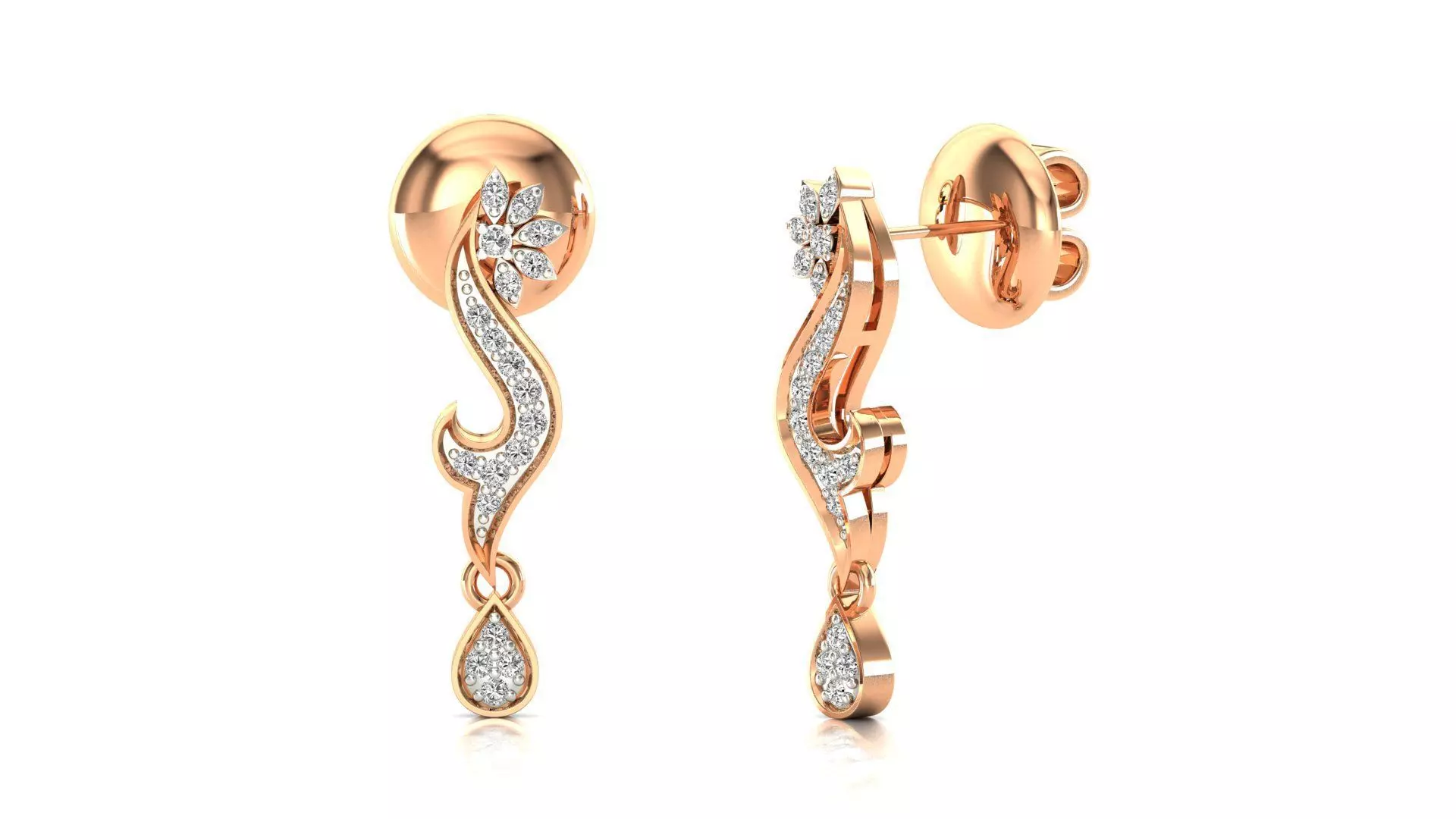 Earrings-0782 rose gold earrings with diamonds 3D print model_0