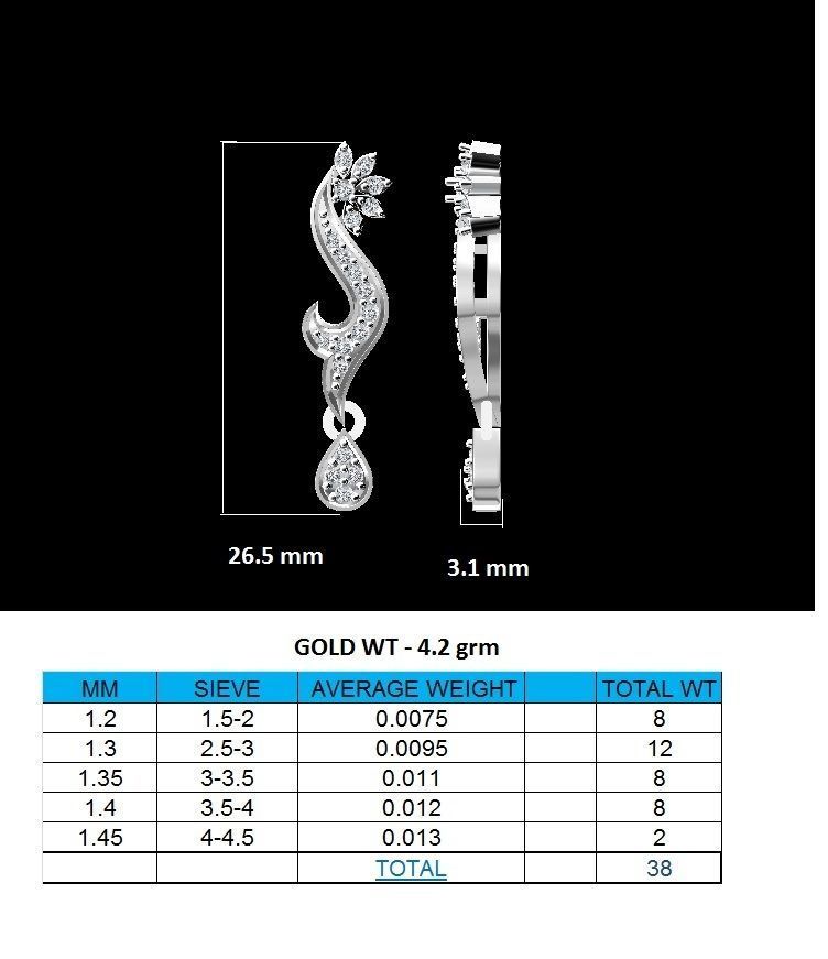 Earrings-0782 rose gold earrings with diamonds 3D print model_7