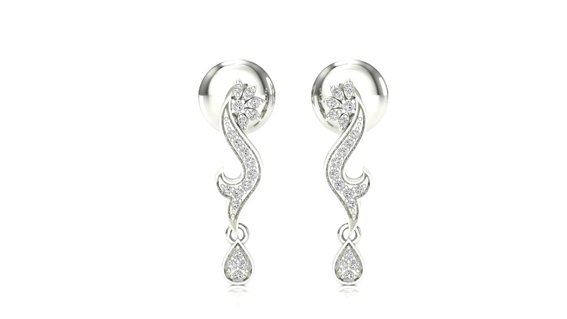 Earrings-0782 rose gold earrings with diamonds 3D print model_11